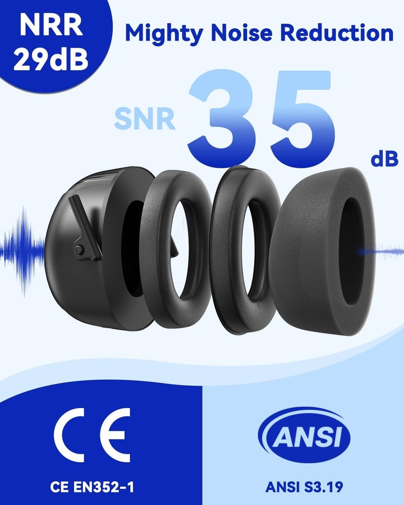 Dr.Meter Ear Protection Earmuffs for Gun Range, 2 PACK SNR 35dB Hearing Protection Ear Muffs Noise Cancelling Headphones For Adult, Protective Ear Muff for Range Mowing Wood Work Monster Jam - Image 2